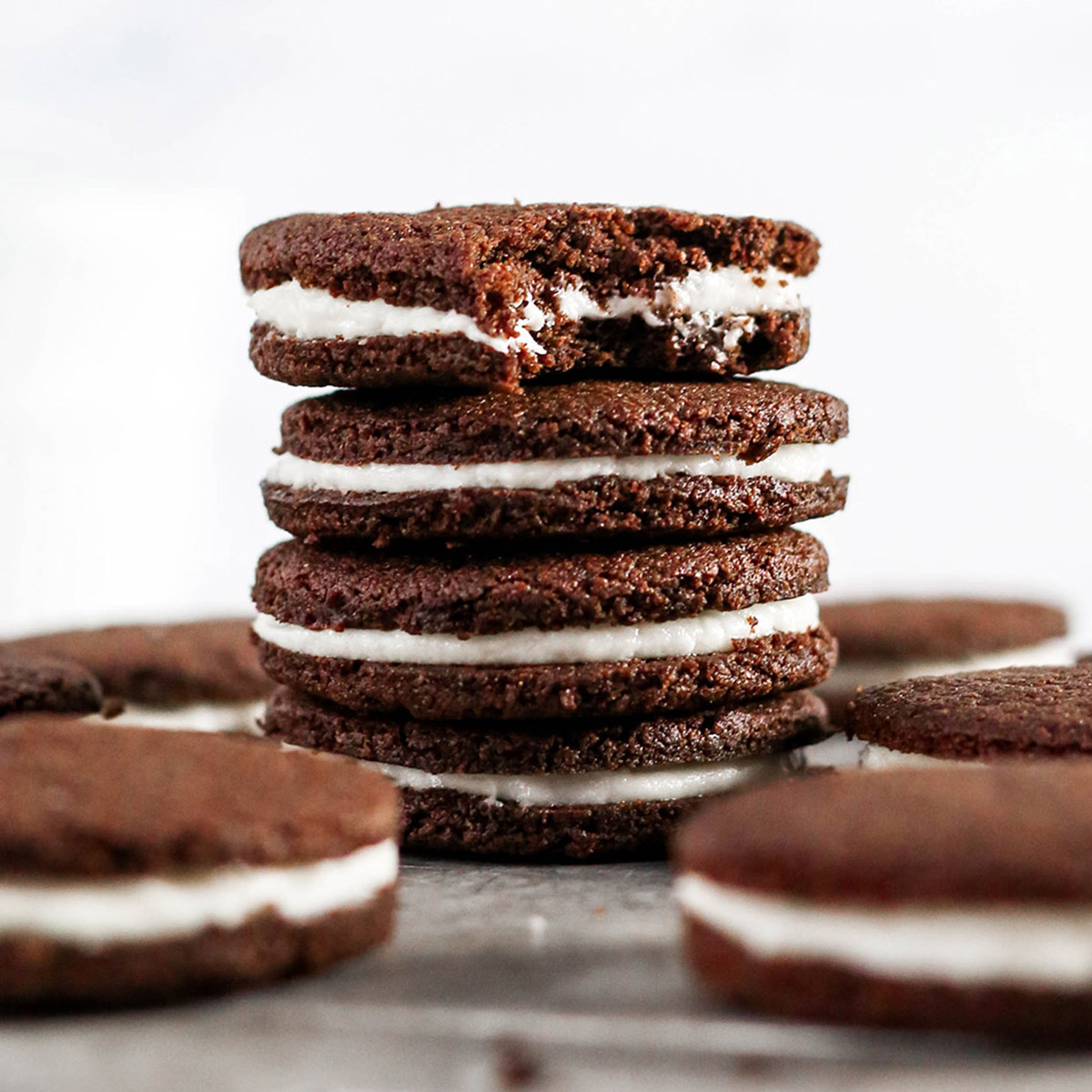a stack of vegan oreos