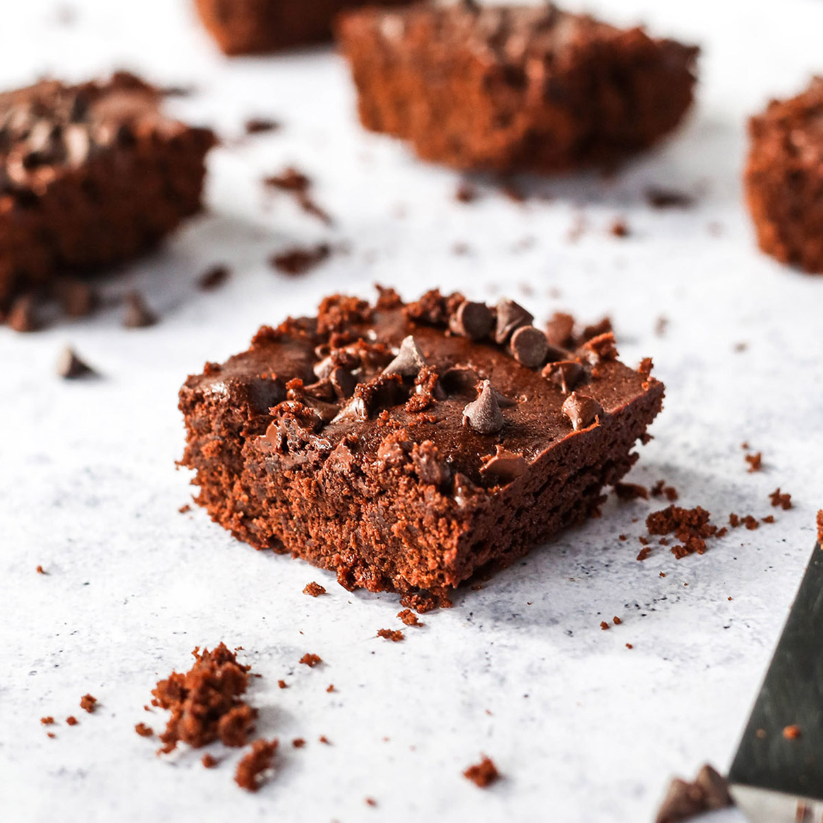 a thick fudgy brownie that is dairy free with chocolate chips