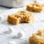 a rice krispie treat with a bite missing