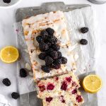blackberry lemon bread on a tray